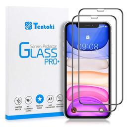 Tentoki Screen Protector for iPhone XR or iPhone 11   2 Pack Full Coverage Tempered Glass Screen Protector Film With Anti Fingerprint Case Friendly  Compatible with iPhone XR or iPhone 11 